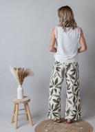 Pantalon Fluide Tropical Kaki & Écru