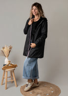 Parka noir imperméable mi longue réversible la boutique de lydie