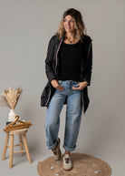 Parka noir imperméable mi longue réversible la boutique de lydie
