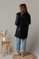 Parka noir imperméable mi longue réversible la boutique de lydie