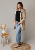 Parka or réversible fourrure beige 