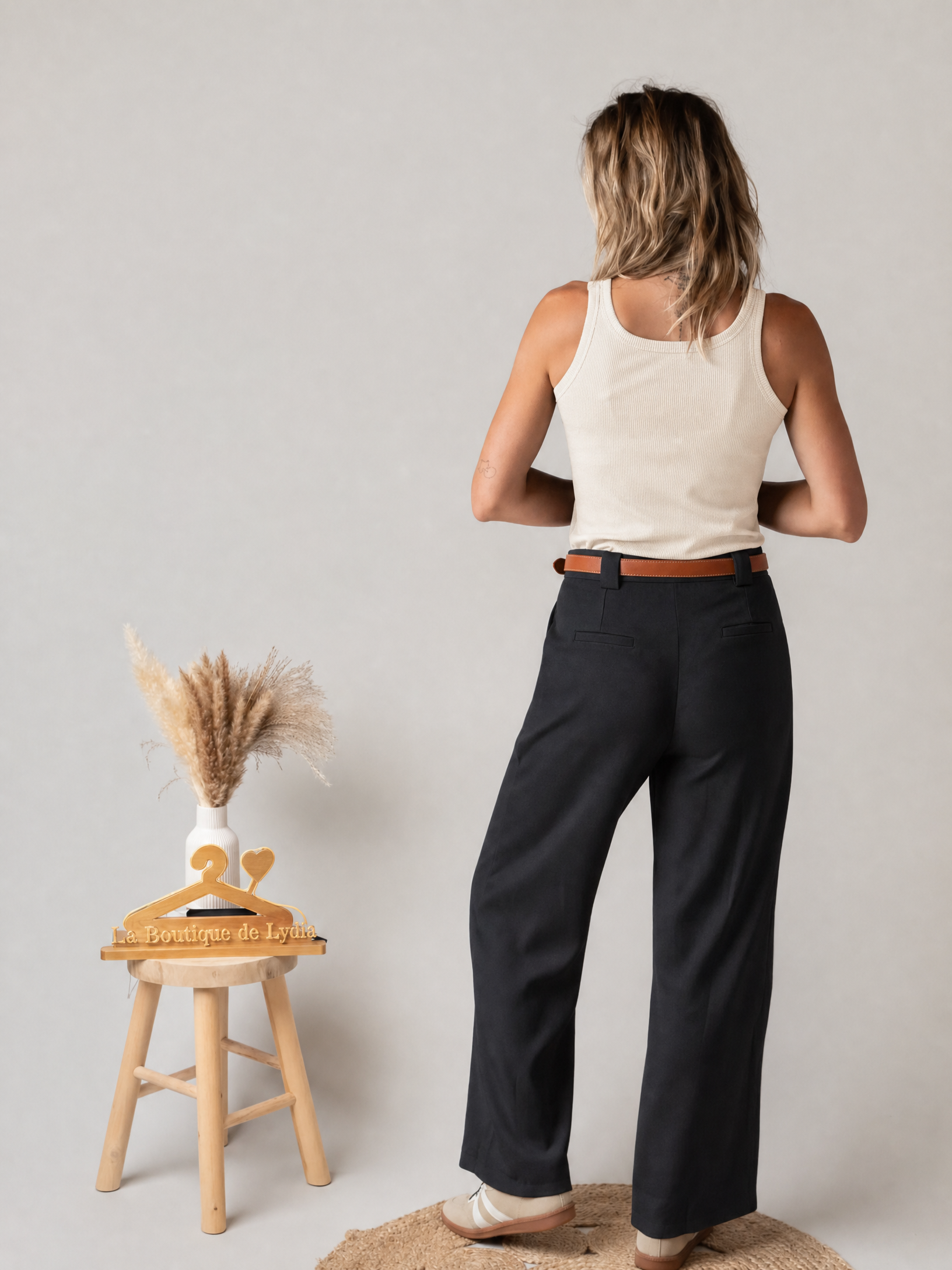 Débardeur en maille côtelée beige