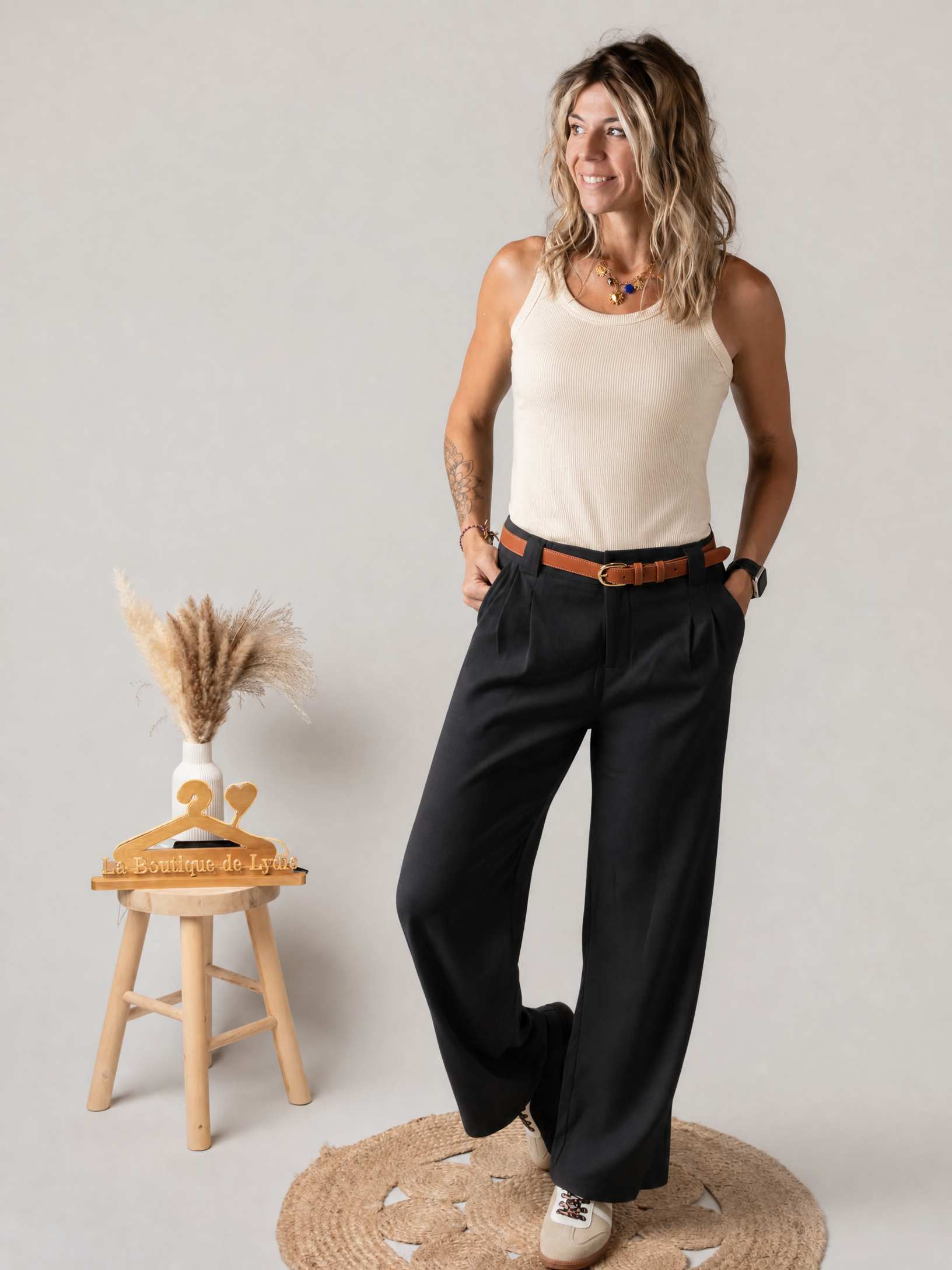 Pantalon de tailleur palazzo noir la boutique de lydie