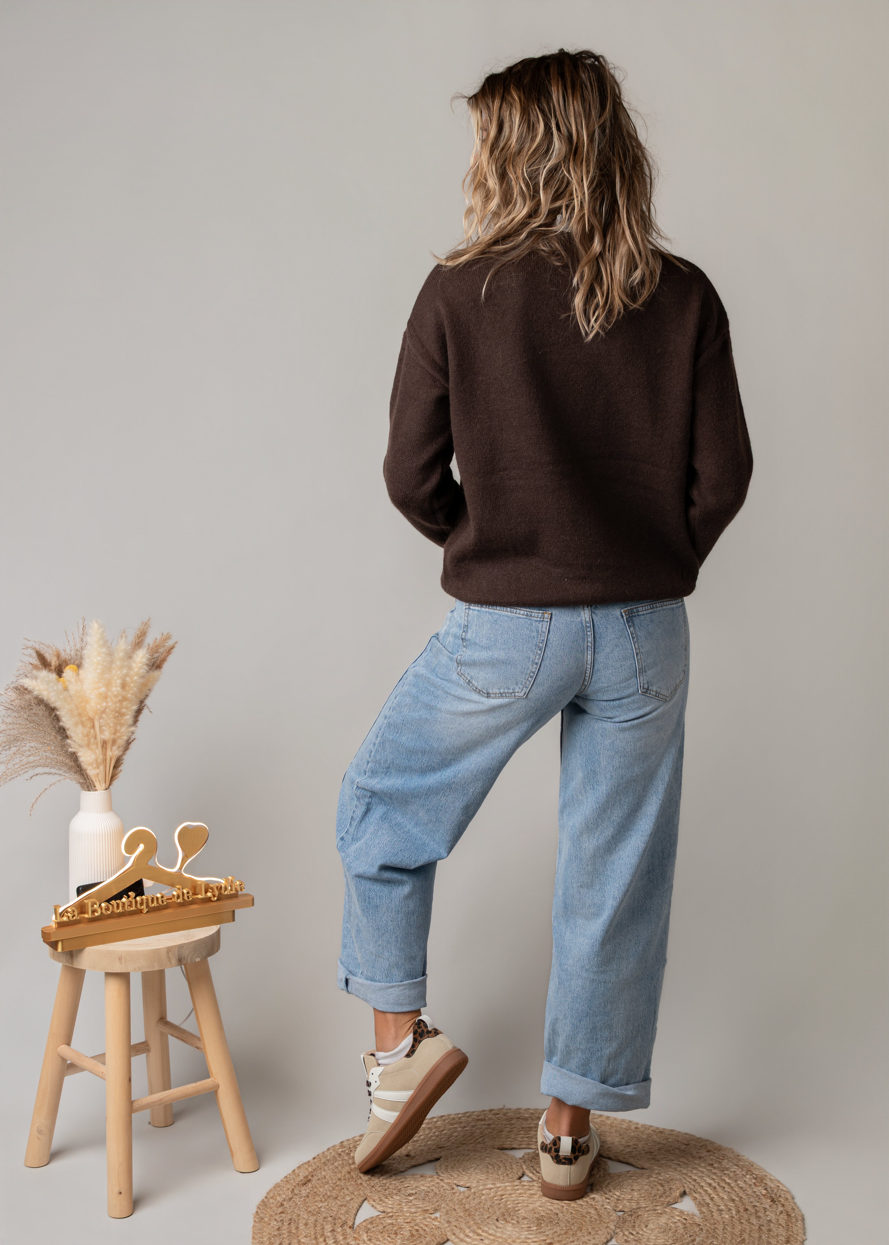 Jean barrel bleu clair  femme