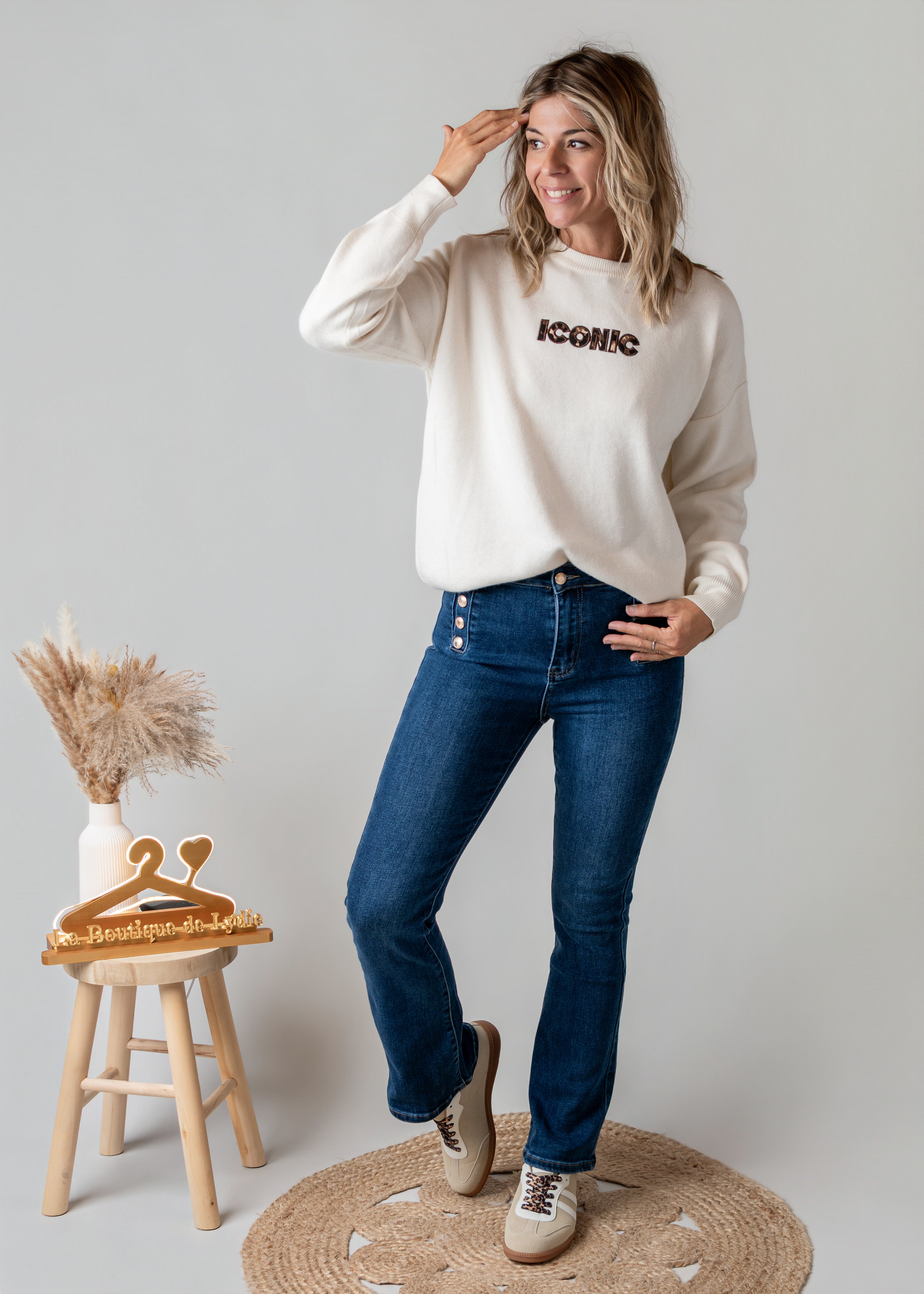 Pull fin beige clair Iconic la boutique de lydie 