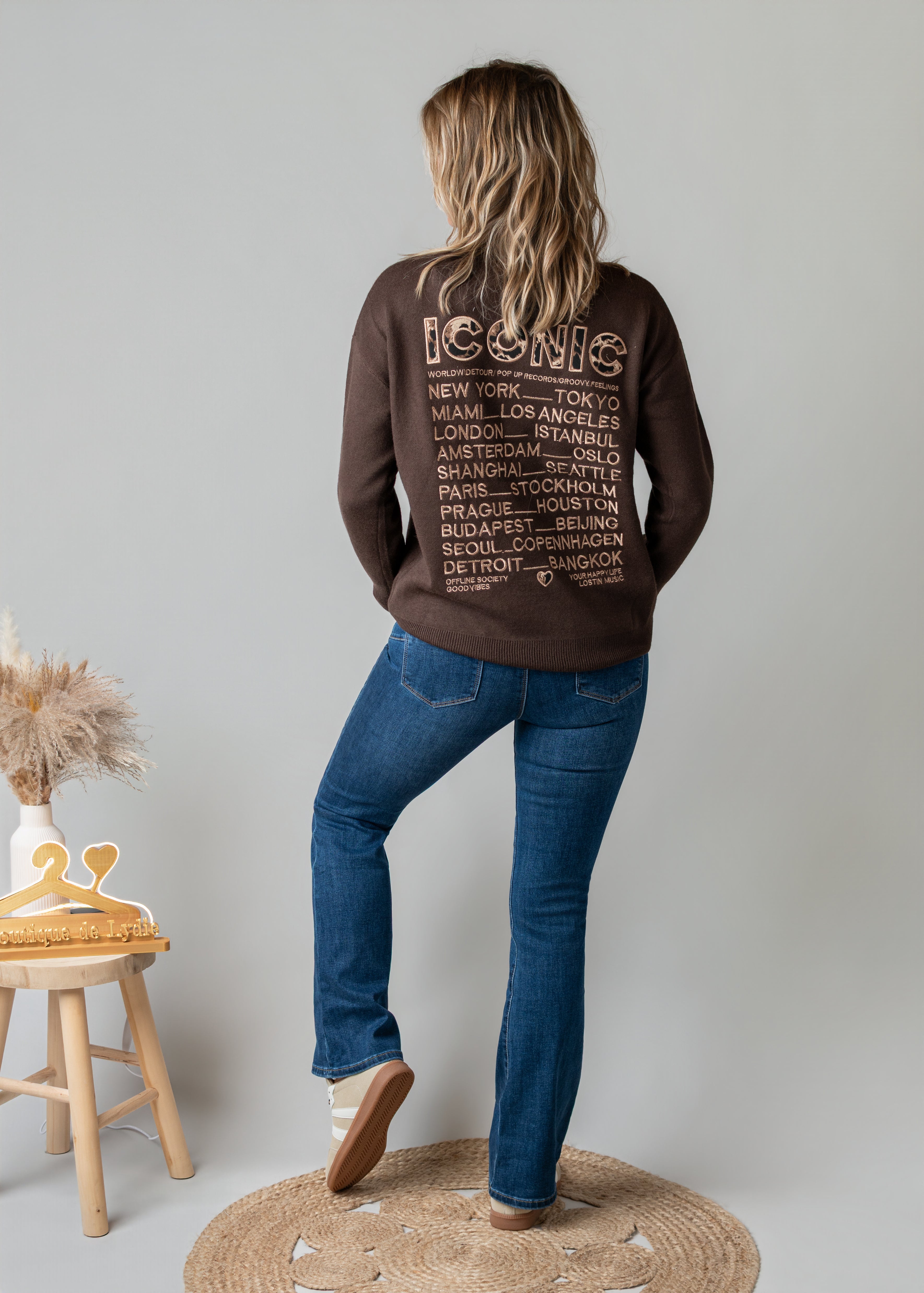 Pull fin chocolat clair Iconic la boutique de lydie