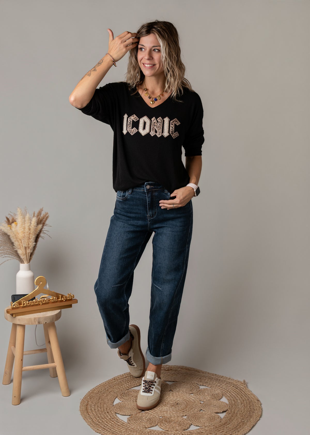 Jean barrel fit brut délavé femme