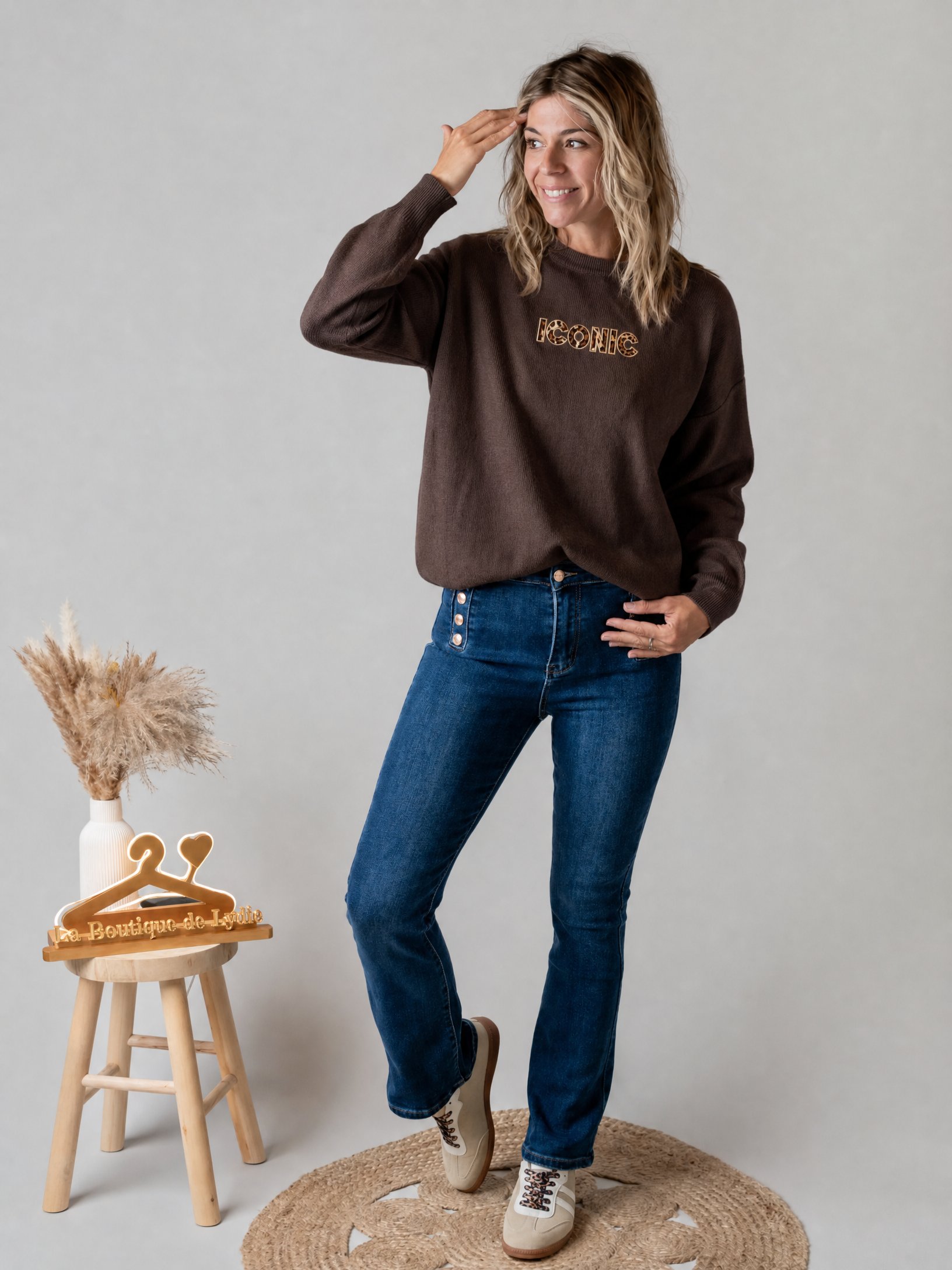 Pull fin chocolat clair Iconic la boutique de lydie