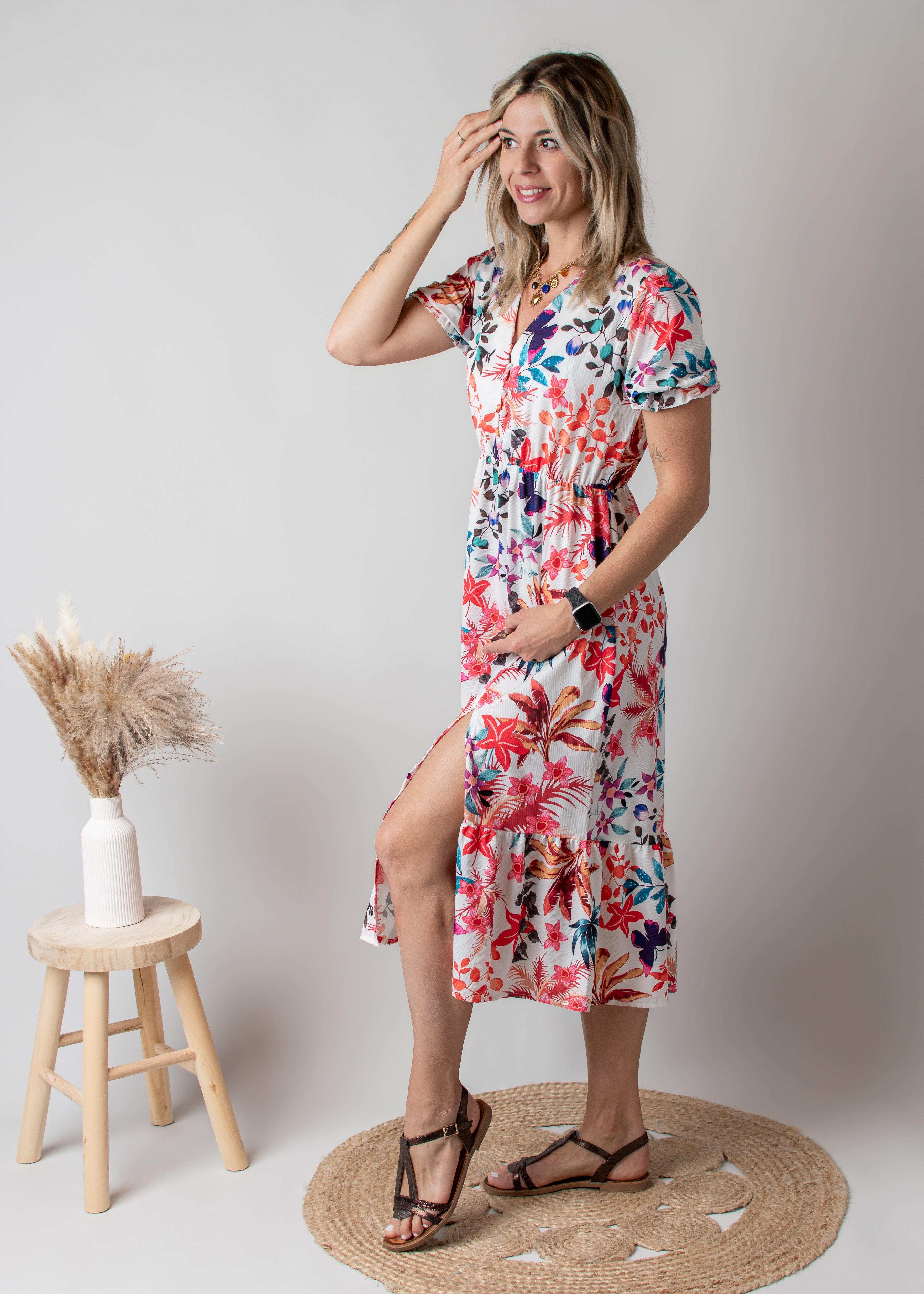 Robe Mi-Longue Fleurie