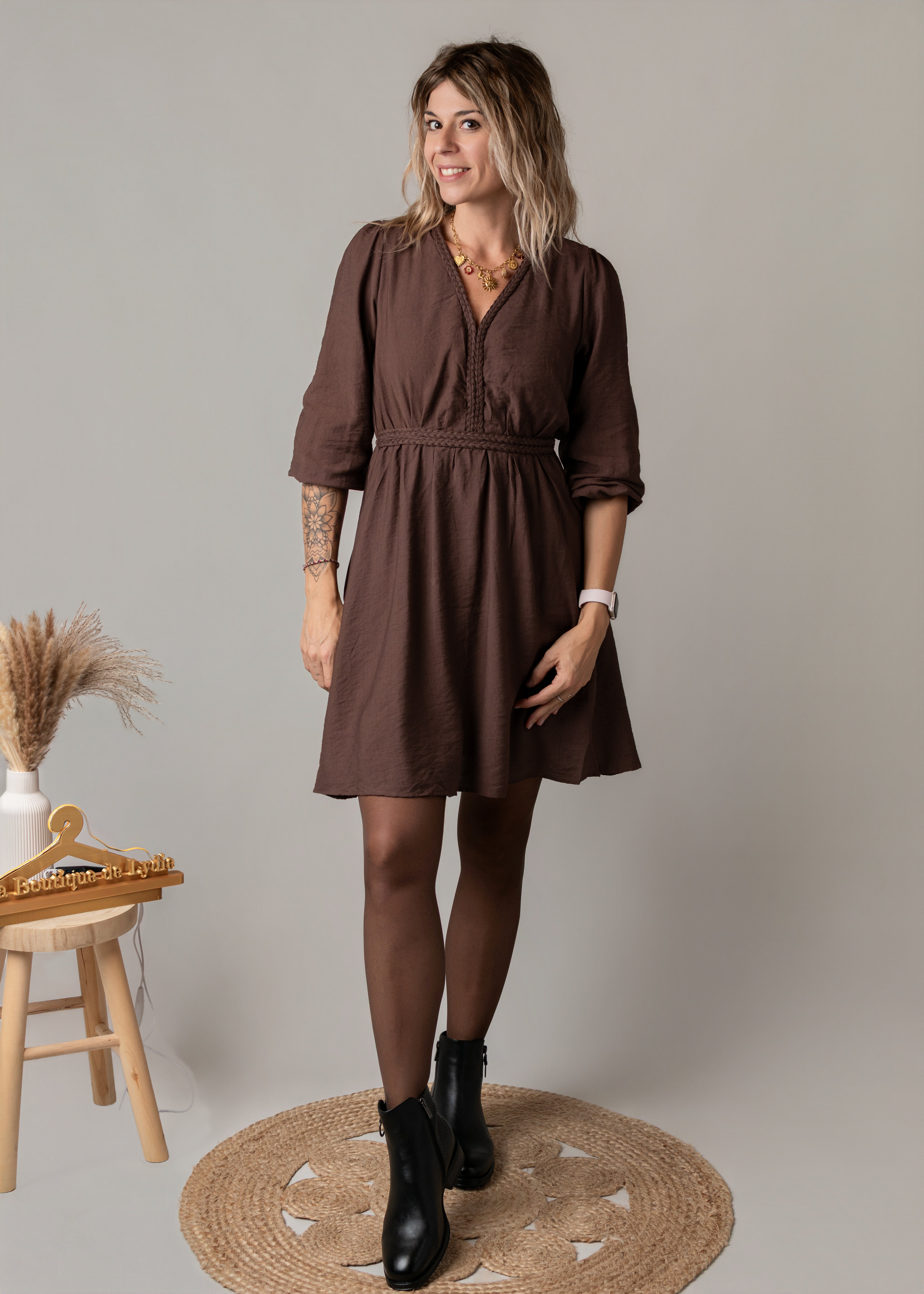 Robe courte chocolat automne
