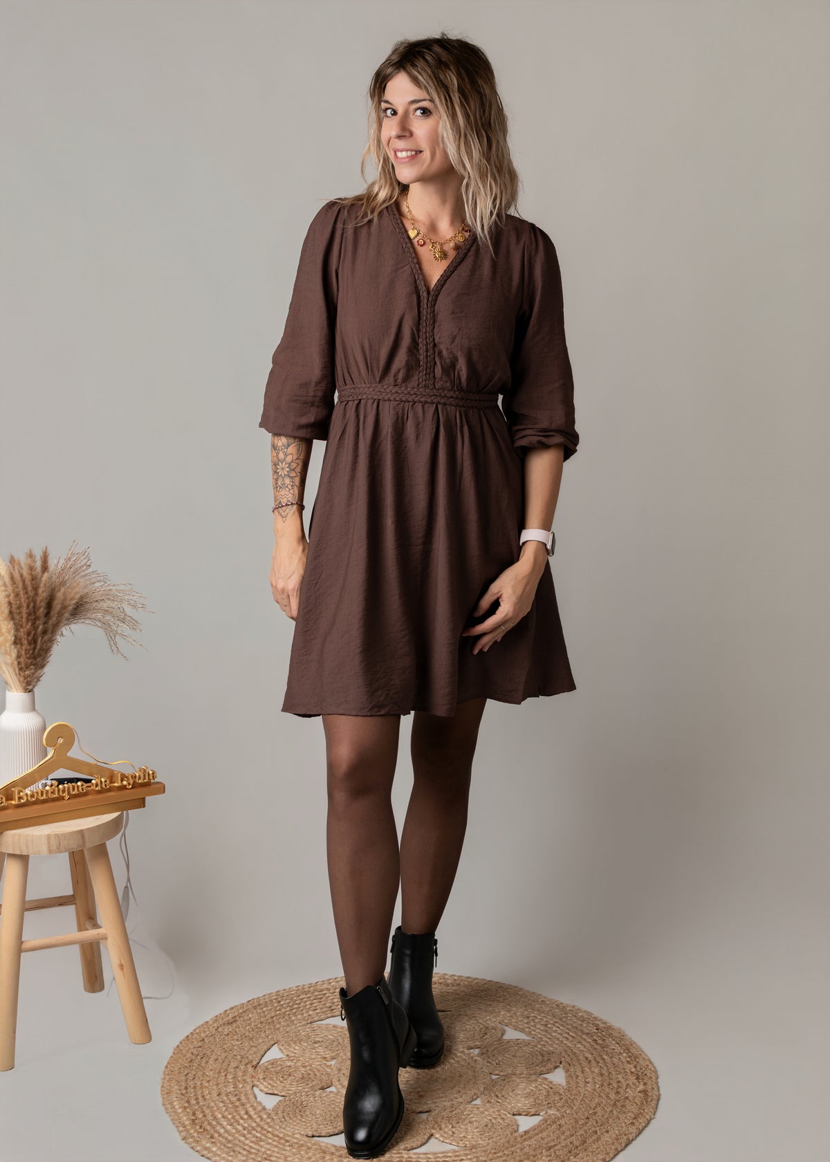 Robe courte chocolat automne