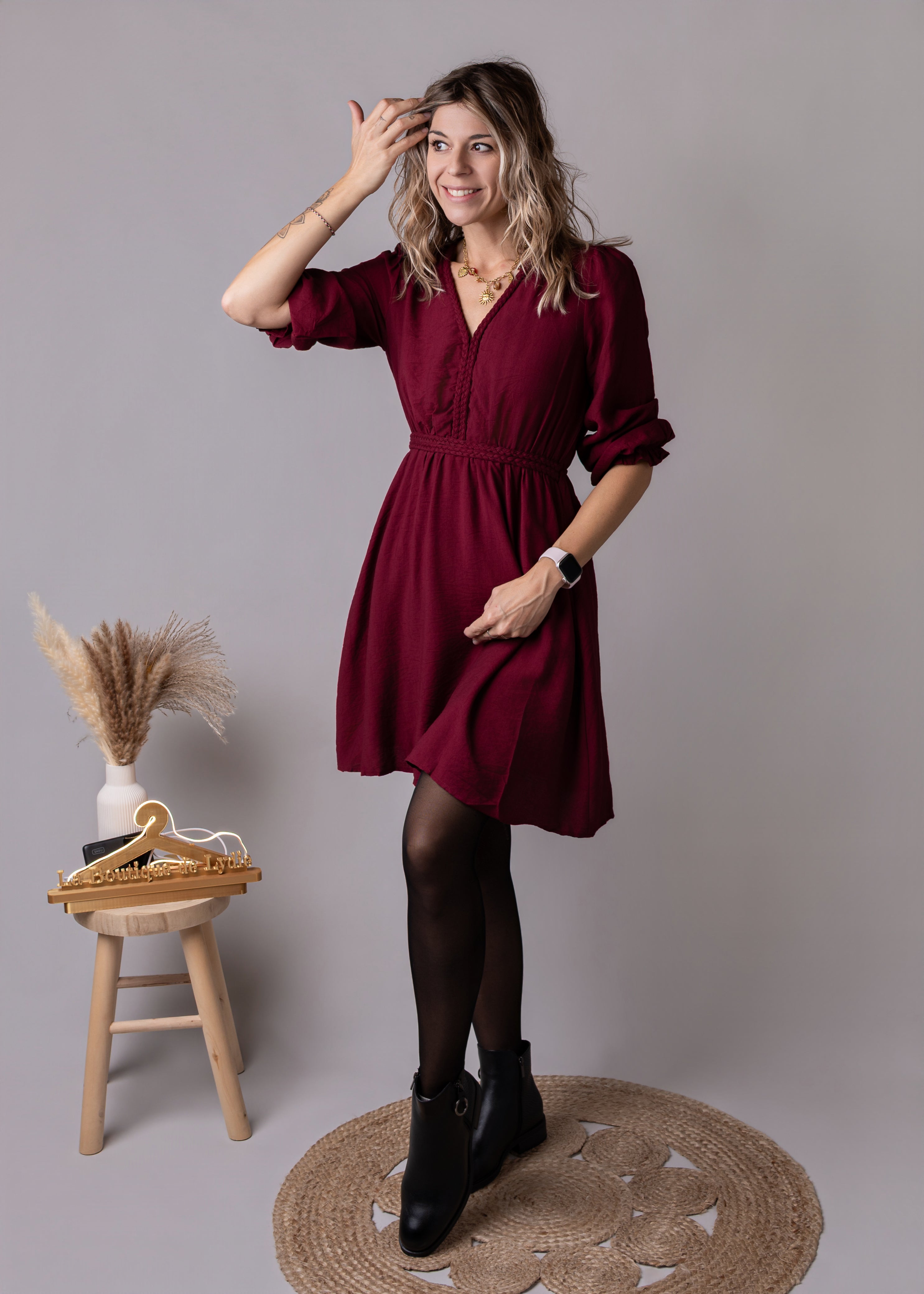Robe courte bordeaux la boutique de lydie