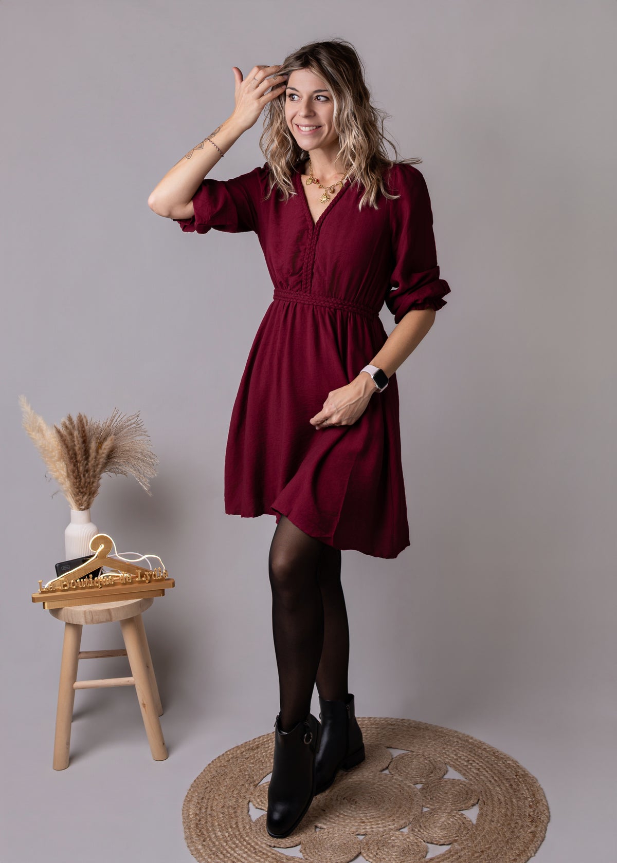 Robe courte bordeaux la boutique de lydie