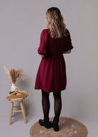 Robe courte bordeaux manches longues