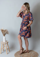  Robe Courte Fleurie marine la boutique de lydie
