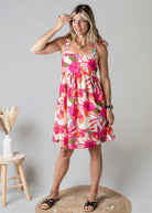 Robe Courte Fleurie Fuchsia LA BOUTIQUE DE LYDIE 