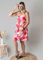 Robe Courte Fleurie Fuchsia la butique de lydie 