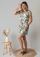 Robe Courte Tropicale Verte & Écrue la Boutique de Lydie

