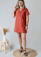 Robe Droite Coton Terracotta Style Denim