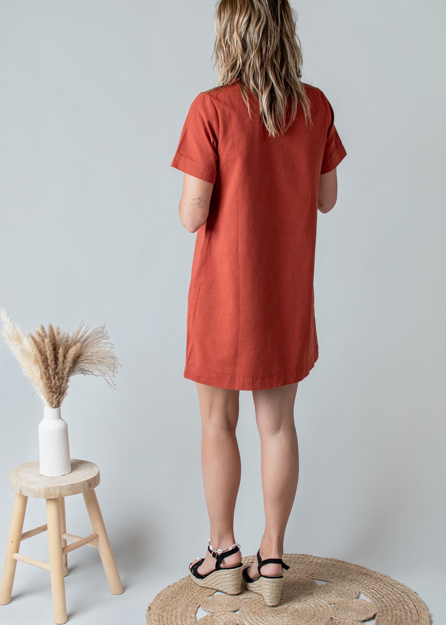 Robe Droite Coton Terracotta Style Denim