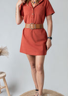 Robe Droite Coton Terracotta Style Denim
