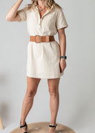 Robe Droite Coton Beige Style Denim 