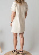 Robe Droite Coton Beige Style Denim 