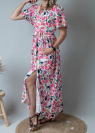 Robe Longue Fluide Fleurie rose