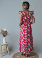 Robe Longue Fleurie Rose et Jaune