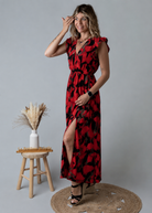 Robe Longue Fleurie Rouge & Noire la boutique de lydie