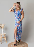 Robe Longue Bleue Imprimé Cachemire la boutique de lydie
