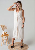 Robe longue en crochet écru