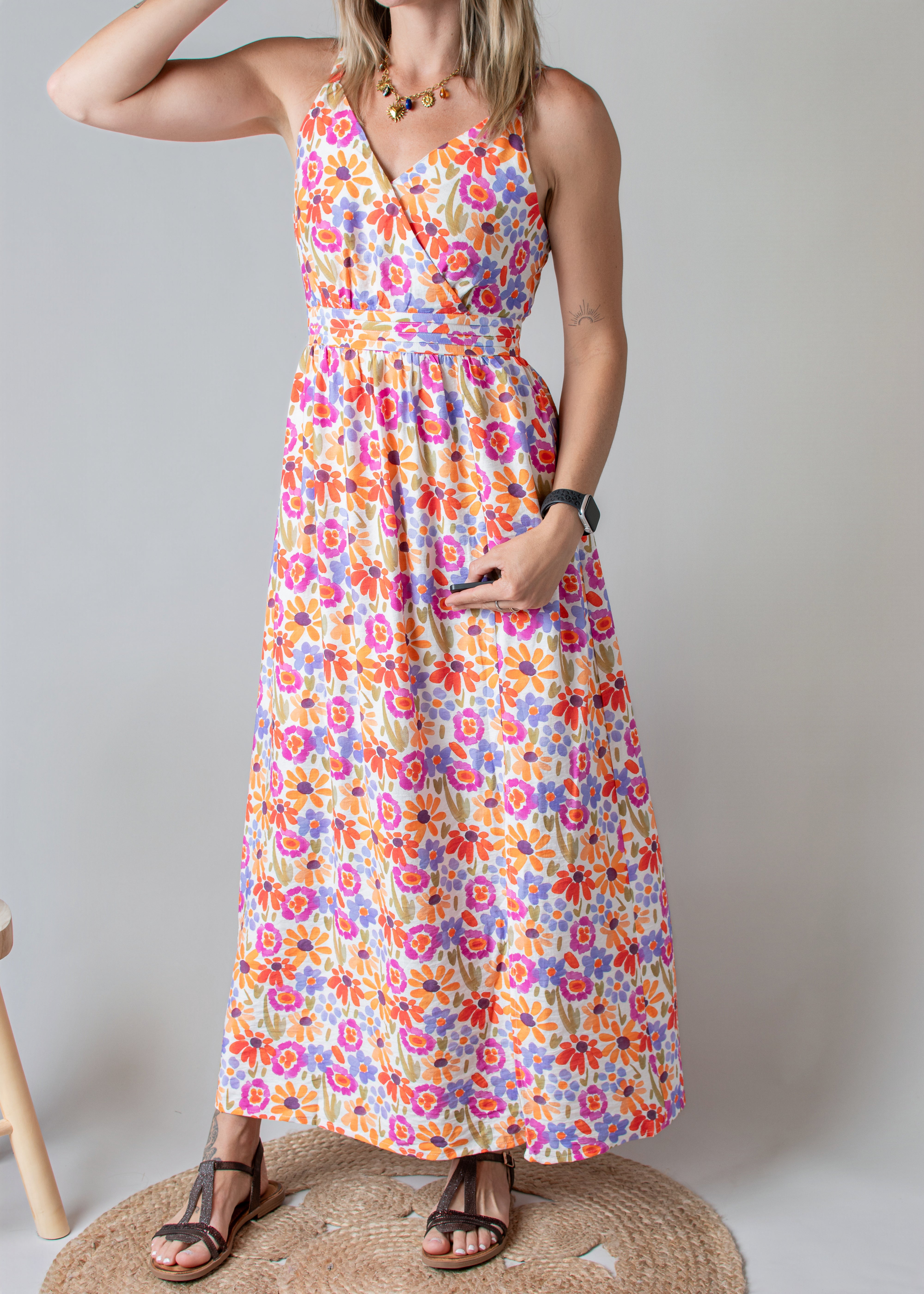 Robe Longue Fleurie Dos Nu 
