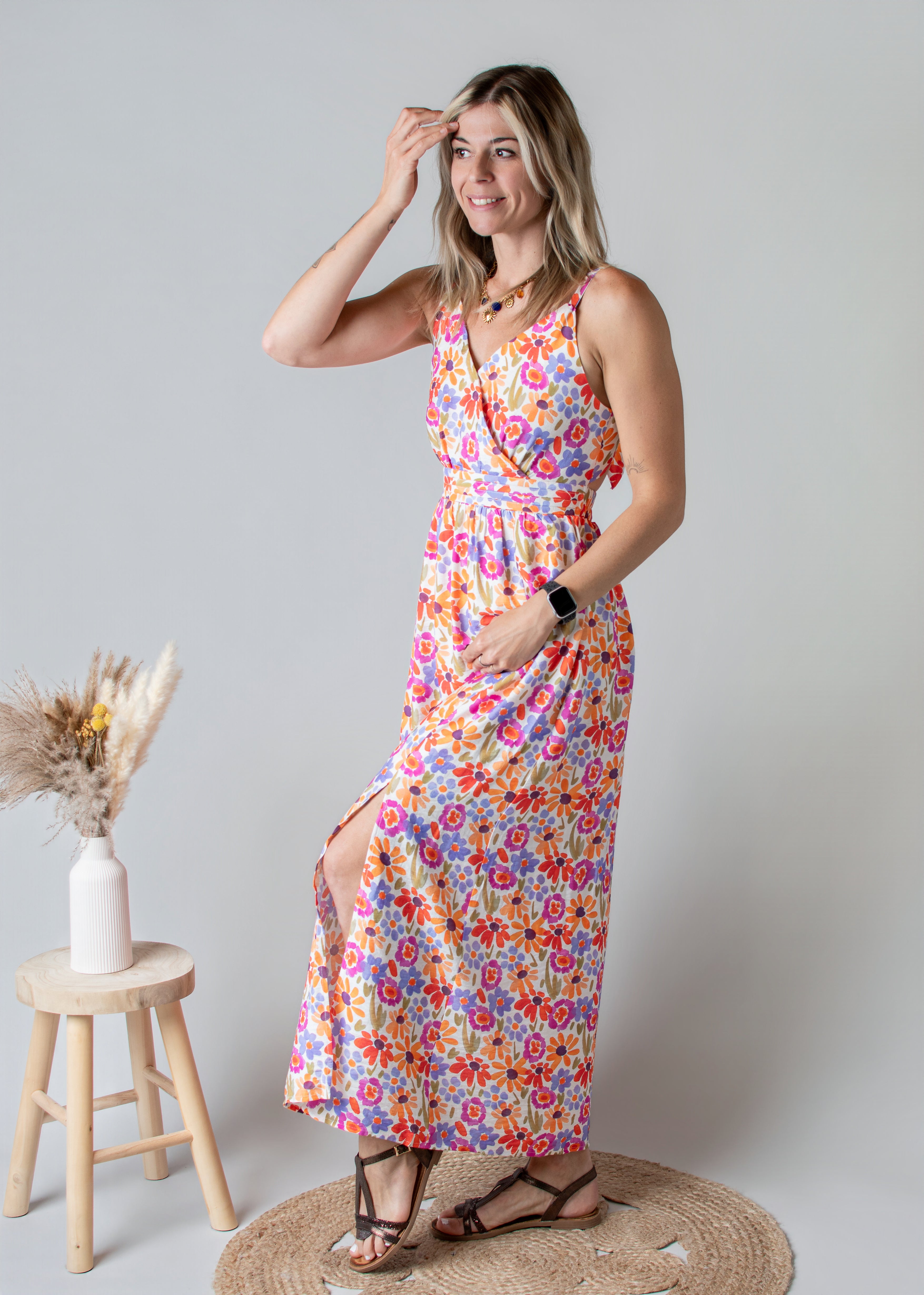 Robe Longue Fleurie Dos Nu la boutique de Lydie