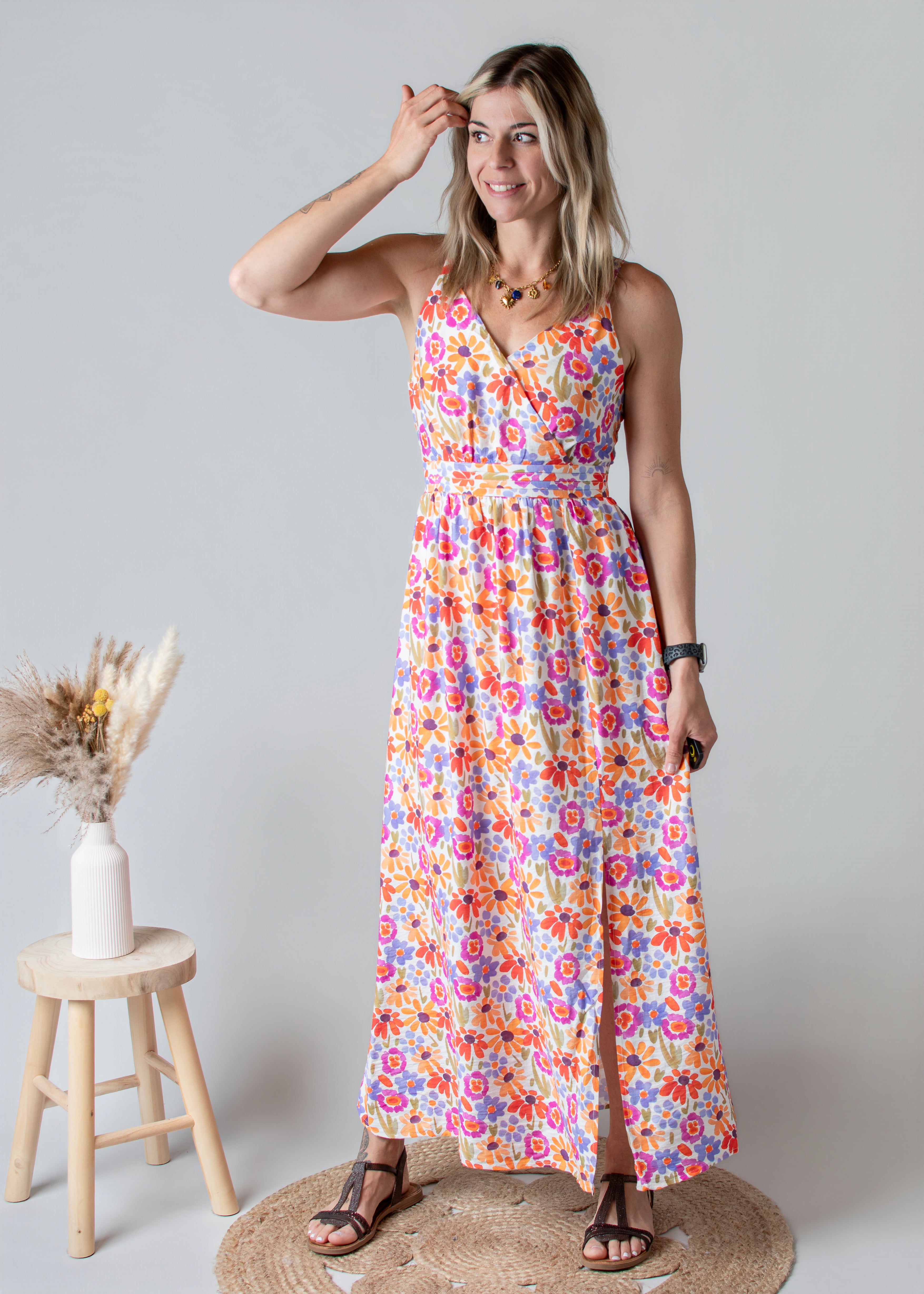 Robe Longue Fleurie Dos Nu 