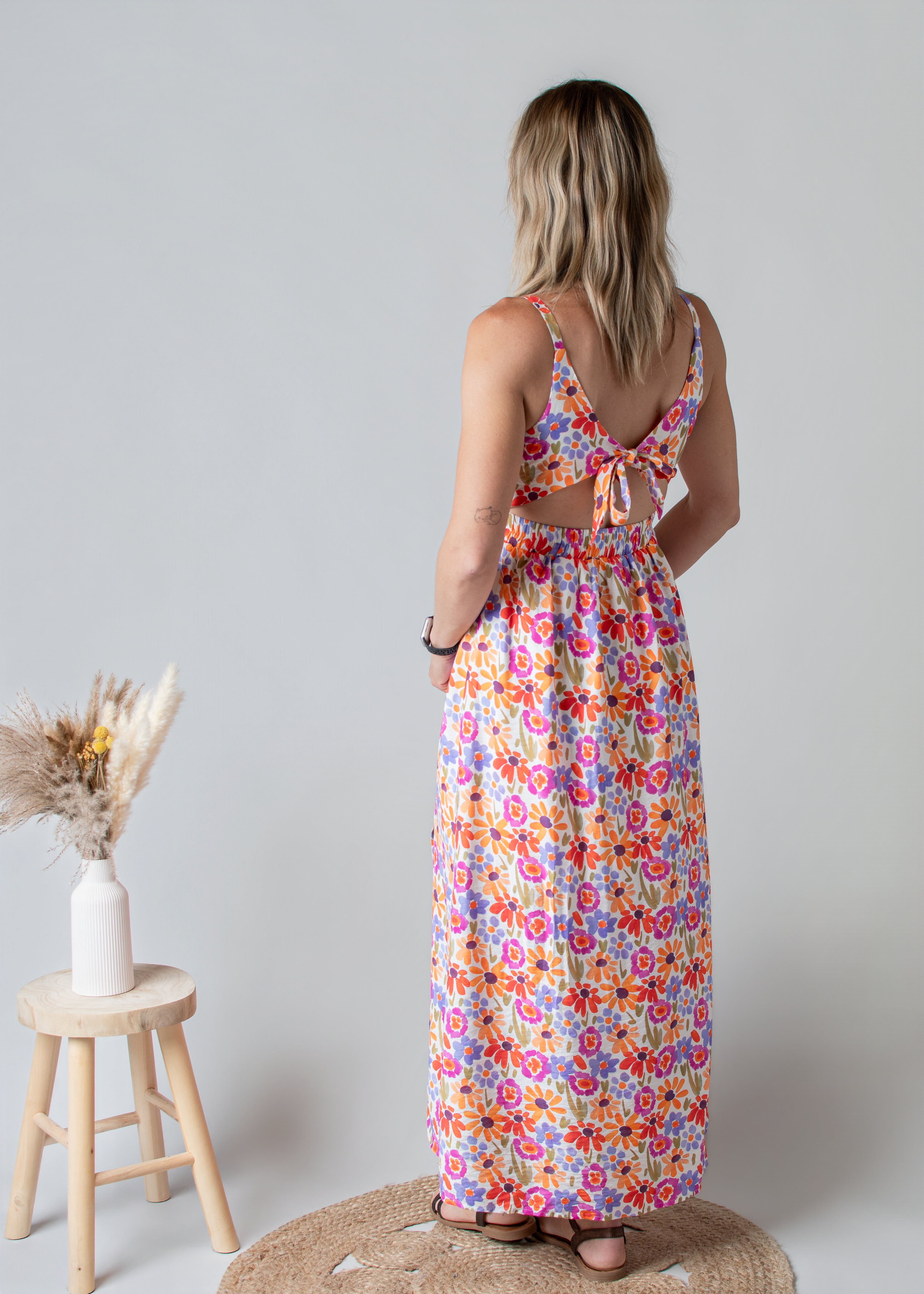 Robe Longue Fleurie Dos Nu 