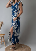 Robe Longue fleurie bleue