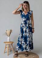 Robe Longue fleurie bleue
