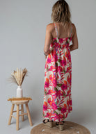 Robe Longue Fleurie fuchsia 