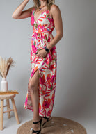Robe Longue Fleurie fuchsia 