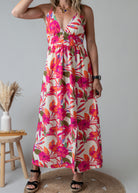 Robe Longue Fleurie fuchsia 