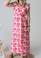 Robe Longue Fleurie Rose 