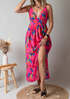 Robe Longue Fleurie Fuchsia la boutique de lydie