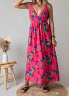 Robe Longue Fleurie Fuchsia la boutique de lydie