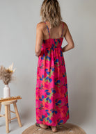 Robe Longue Fleurie Fuchsia