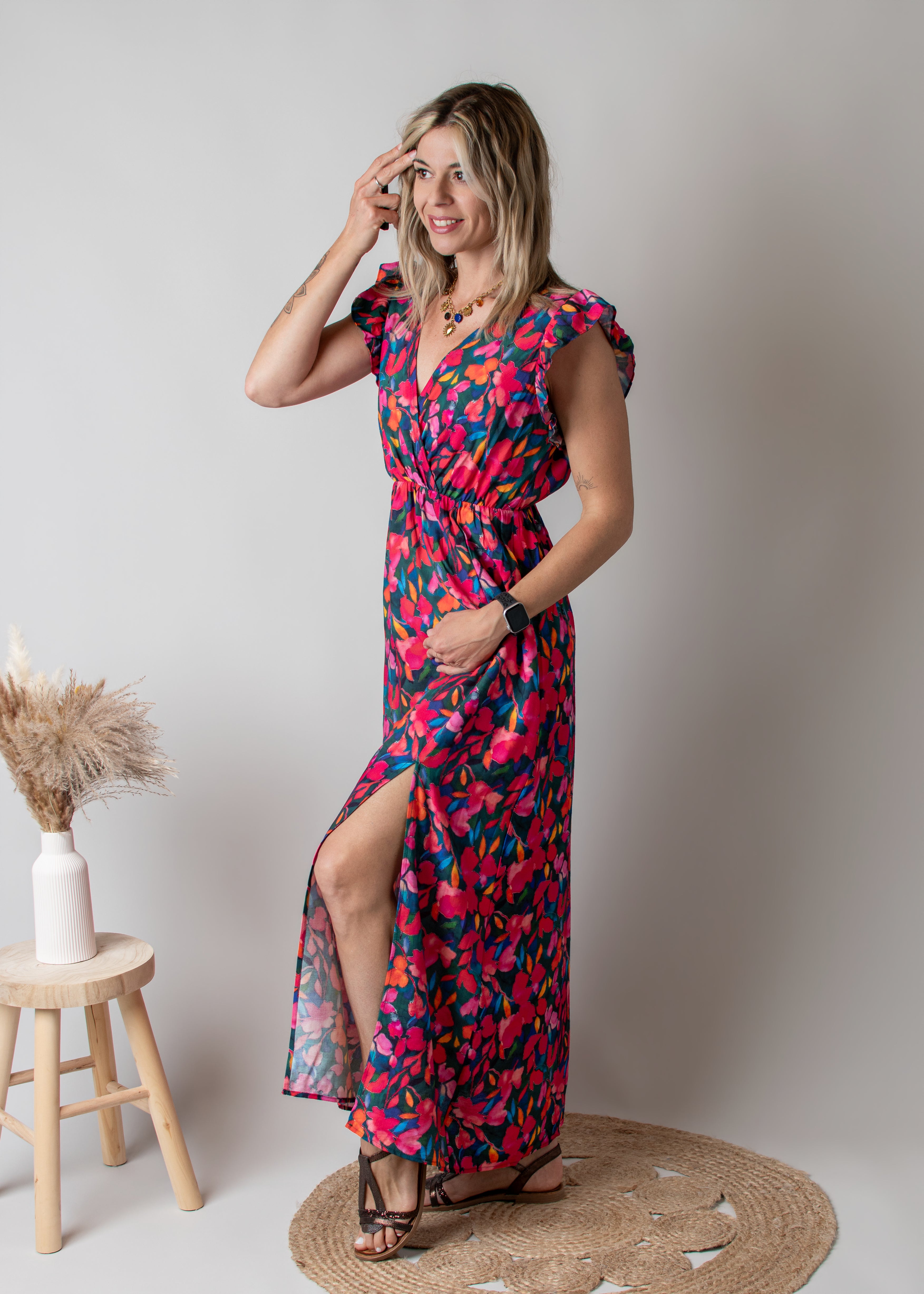 Robe Longue Fleurie Croisée la boutique de lydie