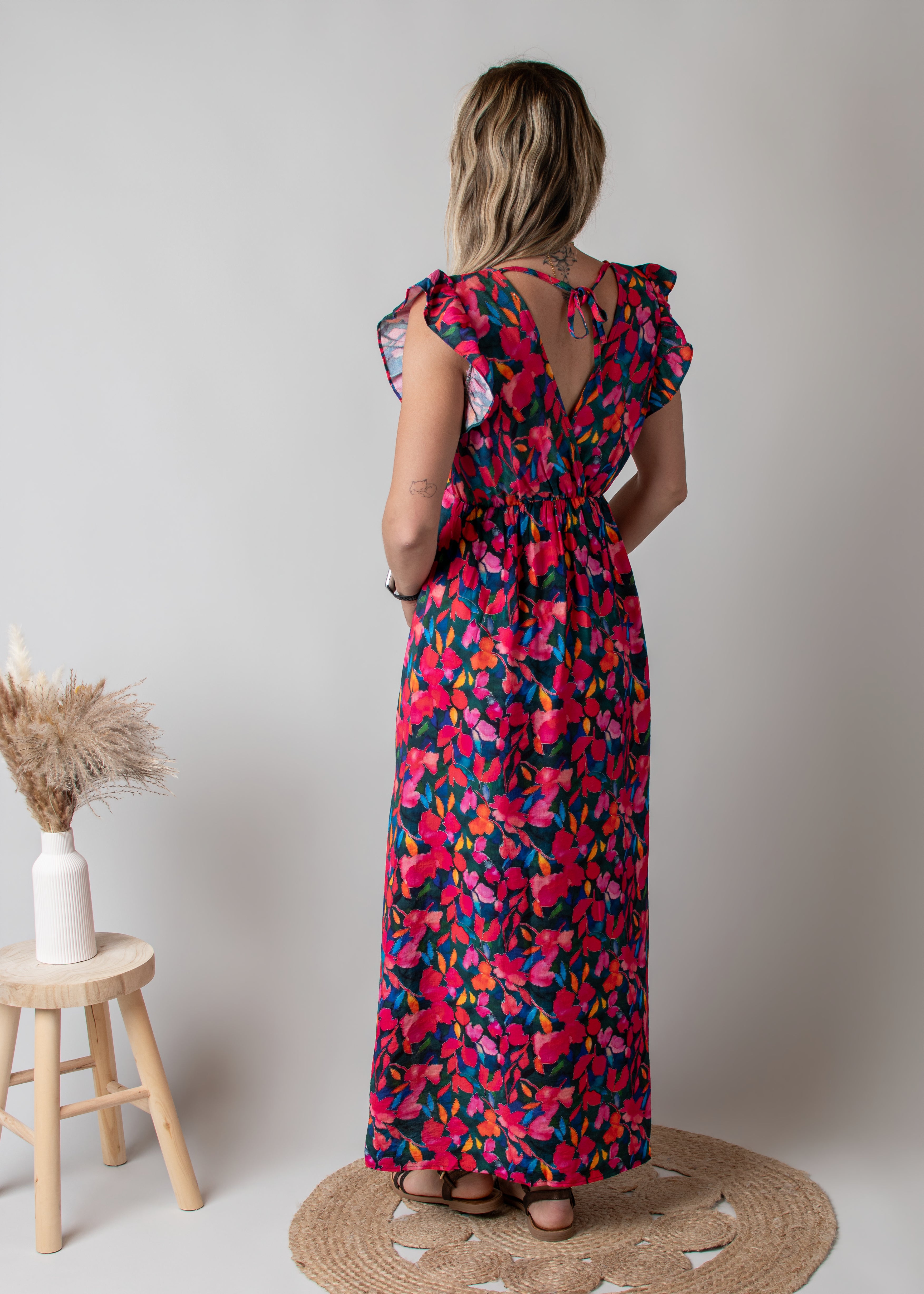 Robe Longue Fleurie Croisée