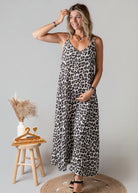 Robe longue en gaze de coton léopard 