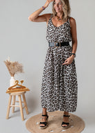 Robe longue en gaze de coton léopard 