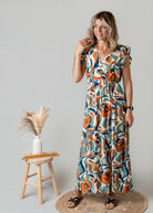 Robe Longue Graphique  – Orange & Verte